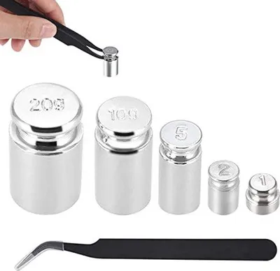 Produktbild von Kalibriergewichte Set von 5 Stück bis 20g - Präzise Einstellgewichte mit Pinzette