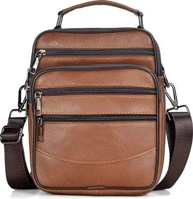 Image de CarryQuest® - Sac bandoulière en cuir marron pour hommes