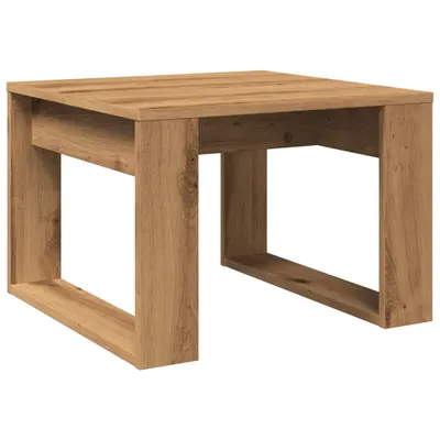 A studio shot of a wooden side table.
