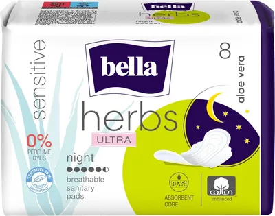 Produktbild von Bella Herbs Ultra Night Sensitive Aloes podpaski 8 szt.