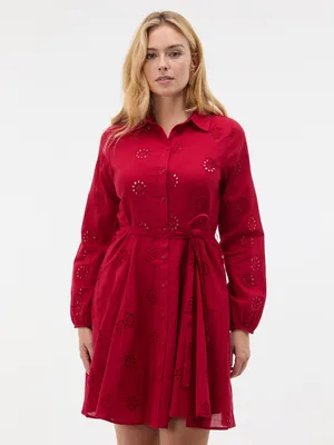 Produktbild von Orsay Kurzes, rotes A-Linien-Hemdkleid für Damen mit Kragen und langen Ärmeln 34