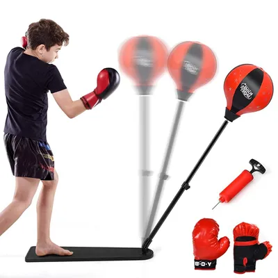 Produktbild von Punchingball, Standbox-Trainer, Boxsack Set, Standboxball, Boxset, höhenverstellbarer 85-130cm, mit Boxhandschuhe und Handpumpe