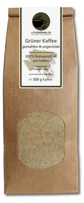 Produktbild von Grüner Kaffee gemahlen 100% Robusta Indien 500g
