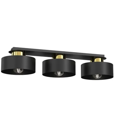 Zdjęcie produktu dla Lampa sufitowa czarna listwa z elementami złoty połysk Marti 3xE27 15W Luminex
