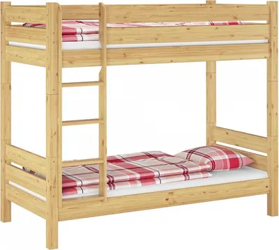 Produktbild von Etagenbett stabil Stockbett Kiefer Zubehör wählbar 90x190 Nische 100 teilbar V-60.16-09-190T100Rollrost inkl.