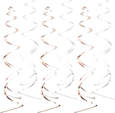 Produktbild von Oblique Unique 6 Wirbel Spiral Deckenhänger Girlande mit Spiegeleffekt - silber roségold Mix