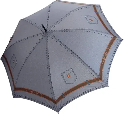 Produktbild von Cacharel Regenschirm Stockschirm Damen Automatiköffnung Rundhakengriff Jeans Style Grau