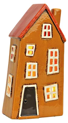 Productafbeelding van Lichthuis van aardewerk, bruin/rood (B/H/D) 13x26x9cm