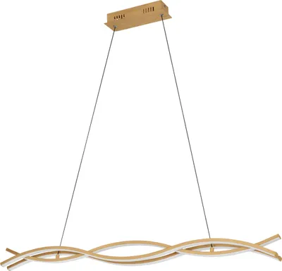 Produktbild von EGLO LED Hängelampe Lasana 4, wellenförmige Pendelleuchte über Esstisch, Esszimmerlampe aus Metall in Holz-Optik, warmweiß