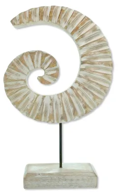 Produktbild von Holz Skulptur Muschel 19 x 31cm weiß-braun Dekofigur Tisch-Deko Maritim Mediterran Meeresdeko