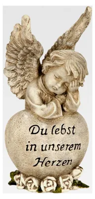 Produktbild von Grabengel mit Herzspruch, 18,5 cm, Polyresin, grau