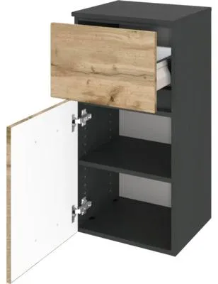Produktbild von Held Möbel Unterschrank Nizza 40 x 79 x 35 cm Frontfarbe wotan eiche Korpus graphitgrau 056.1.3183