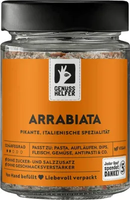 Produktbild von Arrabiata Gewürzmischung, gemahlen, würzig-scharf, italienische Gewürzmischung für eine authentische Arrabiata Pastasauce, 100g im Glas