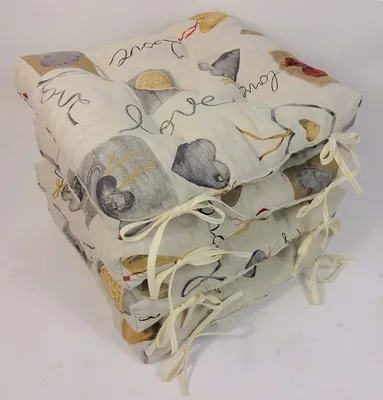 Produktbild von Set 4 x Stuhlkissen / Sitzkissen Klara 42 x 42 cm Dicke 8 cm , Stoff Mirha Leinen Love