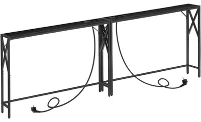 Produktbild von Konsolentisch mit Ladestation, schmaler Eingangstisch, Flurtisch, Beistelltisch, Schwarz, 100x15x73.5 cm