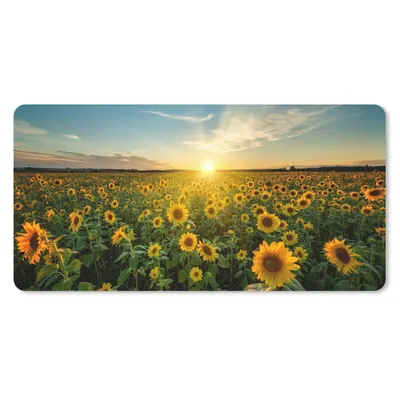Produktbild von MuchoWow® Schreibtischunterlage Sonnenuntergang - Blumen - Sonnenblume - Horizont - Landschaft 80x40 cm - XXL Mauspad - Gaming Mauspad
