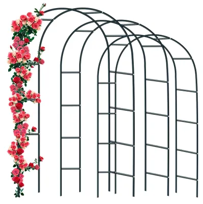Image de Ensemble de 3 arches de jardin en métal noir pour plantes grimpantes