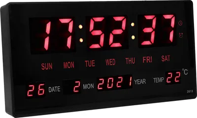 Zdjęcie produktu dla Cyfrowy zegar ścienny LED z dużym wyświetlaczem i dokładnym kalendarzem elektronicznym wiszącym na biurku z wtyczką Indoor Temp 100?240VEU
