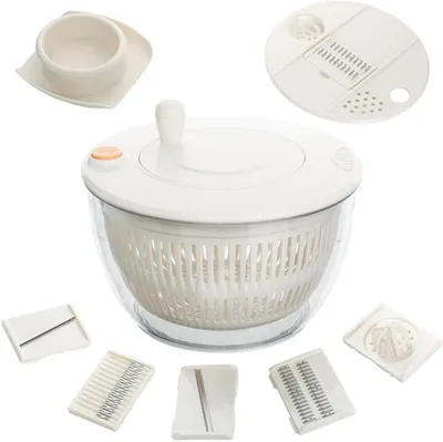 Produktbild von Azomor® Multifunktionale Salatschleuder 4,5 L mit Deckel und 7-in-1 Küchenhelfer