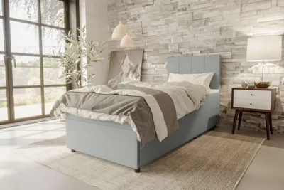Produktbild von 99rooms Kira Mini Boxspringbett Cordstoff POSO Hellgrau 90x200 cm