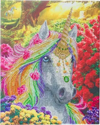 Produktbild von Crystal Art Leinwand Einhornwald 40x50 cm