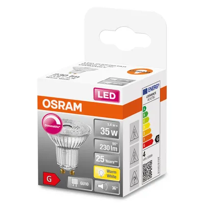 The image shows the retail packaging of an OSRAM LED light bulb.