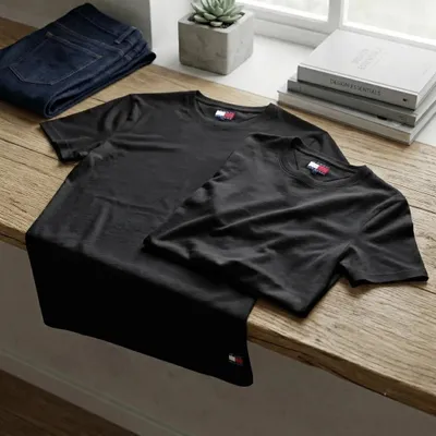 Produktbild von Tommy Hilfiger Premium Uni T-Shirts – 2er-Pack – Kurze Ärmel – Schwarz