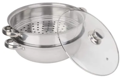 Dampfgarer 27 cm Edelstahl 2-stöckig für Gemüse