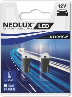 Zdjęcie produktu dla NEOLUX LED W5W 12V 0,5W W2,1x9,5d 6000K jasny biały blistr 2ks NT1061CW-02B
