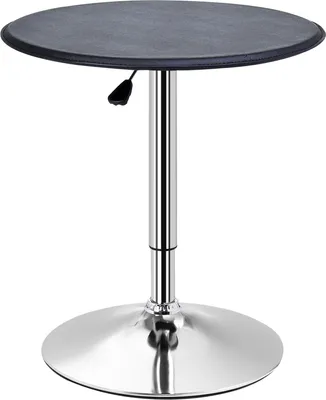 Produktbild von Bartisch Esstisch Stehtisch Tresentisch, Küchentisch für Wohnzimmer, Esszimmer, Chromstahl, Kunstleder, Schwarz, Ø63 x 67- 93 cm
