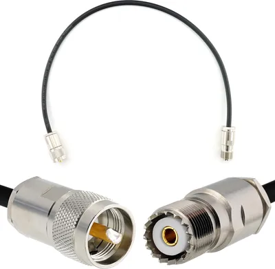 Immagine prodotto di cavo coassiale UHF da PL259 a SO239 da 50 cm - Cavo di prolunga a bassa perdita resistente alle intemperie HF-240 (equivalente a LMR 240) - Cavo antenna PL per antenne radio CB Radio HAM Radio SWR Radio amatoriali