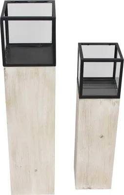 Produktbild von Windlichtsäule Modern 2er Set Kerzenständer Kerzen Teelichter Teelicht Deko