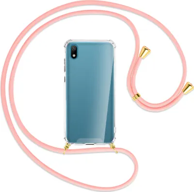 Produktbild von Handykette Backcover-Schutzhülle mit Band (Metall goldfarben) für Huawei Y5 2019 - rosa