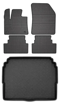 Image de Tapis en caoutchouc + bac de coffre pour Opel Grandland 2017- (plancher bas) – 5 pièces, noirs, sur mesure