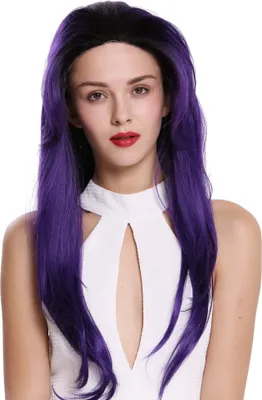 Produktbild von WIG ME UP Perücke Lace Front Monofilament Lang Ombre Schwarz Lila 81382
