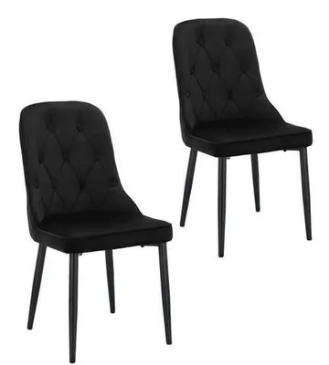 Immagine prodotto di Set di due eleganti poltrone imbottite nere in velluto.