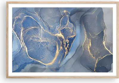 Produktbild von Gerahmtes Poster - Rahmen in heller Eiche - Gold Blau Farbe - 91,5x61 cm - Wand Bild - Wanddeko - Wandbilder - Kunstposter - Wandposter - Bilderrahmen - Bilder - Kunstdruck - P2NAA91x61-5029