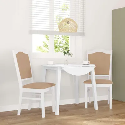 Produktbild von Möbel Esszimmerstühle mit Kissen 2 Stk. Weiß Massivholz Gummibaum - Esszimmerstühle CC4483