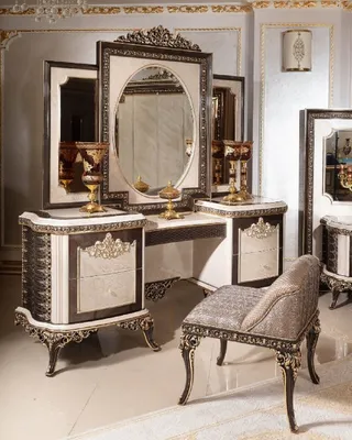 Produktbild von Casa Padrino Luxus Barock Schminkkommode mit Spiegel und Hocker