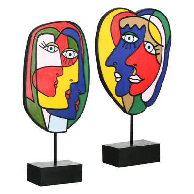 Productafbeelding van Gilde sculptuur, "Rothko", gezichtsmotief, kunsthars, meerkleurig, L. 7 cm, B. 20 cm, H. 35 cm. Artikelnummer: 4063387582237. 2 stuks (assortiment van 2 verschillende modellen)