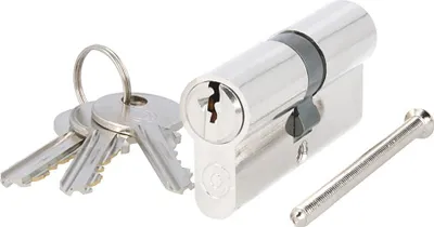 Produktbild von Profilzylinder Messing vernickelt - Doppelzylinder 35/35mm gleichschließend