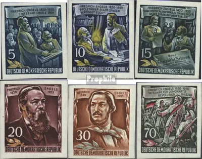 Produktbild von Briefmarken DDR 1955 Mi 485B-490B (kompl.Ausg.) postfrisch 60.Todestag von Engels