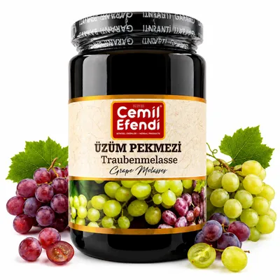 Produktbild von 800 g – Traubenmelasse aus Trauben, Üzüm Pekmezi – im Glas, KI-generiertes Bild