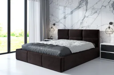 Produktbild von Polsterbett  EMMO-OM 180x200 cm mit Bettkasten und Lattenrost. Farbe: Dunkelbraun.