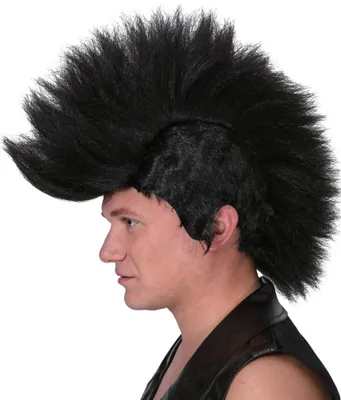 Produktbild von Schwarze Punk-Perücke für Herren