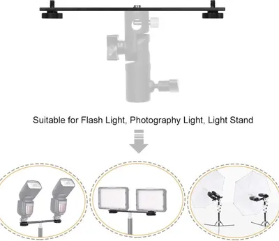 Produktbild von Duale Kamerahalterung, Stativhalterung, Blitzhalterungen, Verlängerungsstange mit 1/4-Zoll-Schraube für DSLR-LED-Lichtstativ, Mikrofon