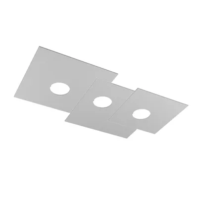 Zdjęcie produktu dla Lampa sufitowa prostokątna Toplight 3-punktowa Plate z oprawką GX53, struktura szara, nowoczesny design 65x37x3cm
