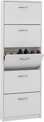Obrázok produktu pre FMD Möbel STEP 5 sklápač topánok s 5 priehradkami na 10 párov topánok - biely - rozmery: 58,5 cm x 168,5 cm x 17 cm; 411-005