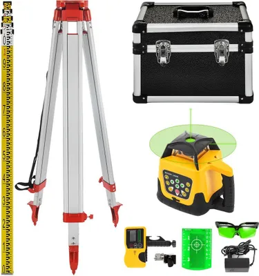 Produktbild von Rotationslaser-Nivelliergerät Kreuzlinienlaser Set mit Stativ und Nivellierlatte