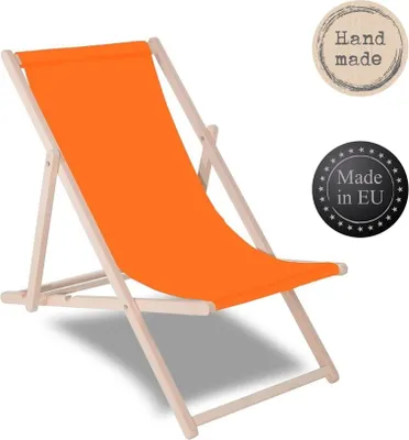 Produktbild von Liegestuhl Klappbar Holz Klappstuhl Campingstuhl Gartenliege Strandliege - Orange